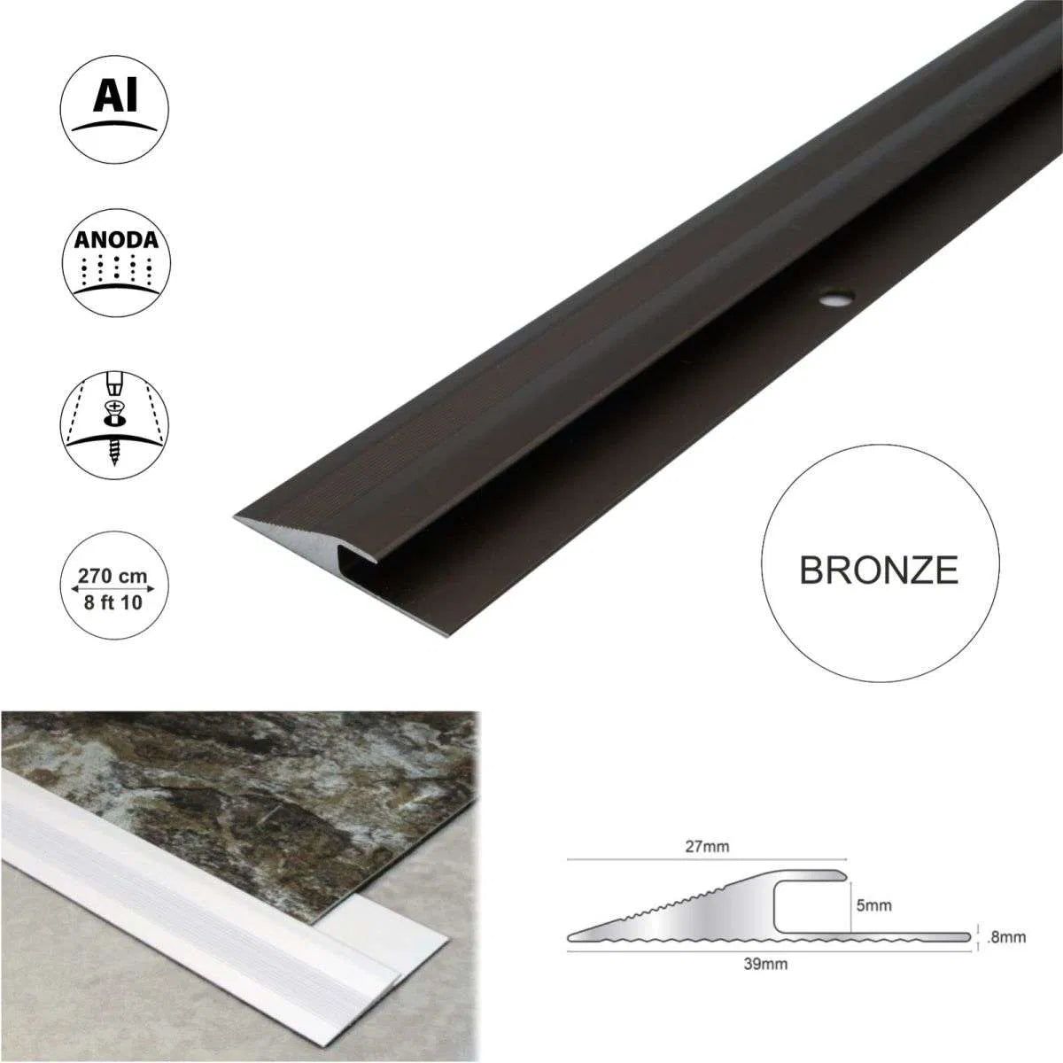 Click Vinyl Flooring Edge Profile Reducer Trim Threshold Door Bar Lvt