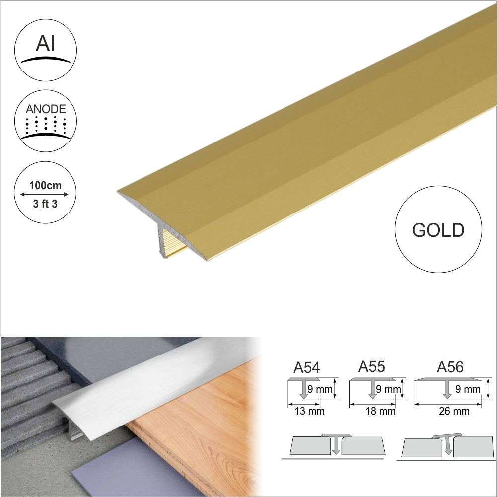 Anodised Aluminium Threshold Trim T Bar Transition Strip For Tiles