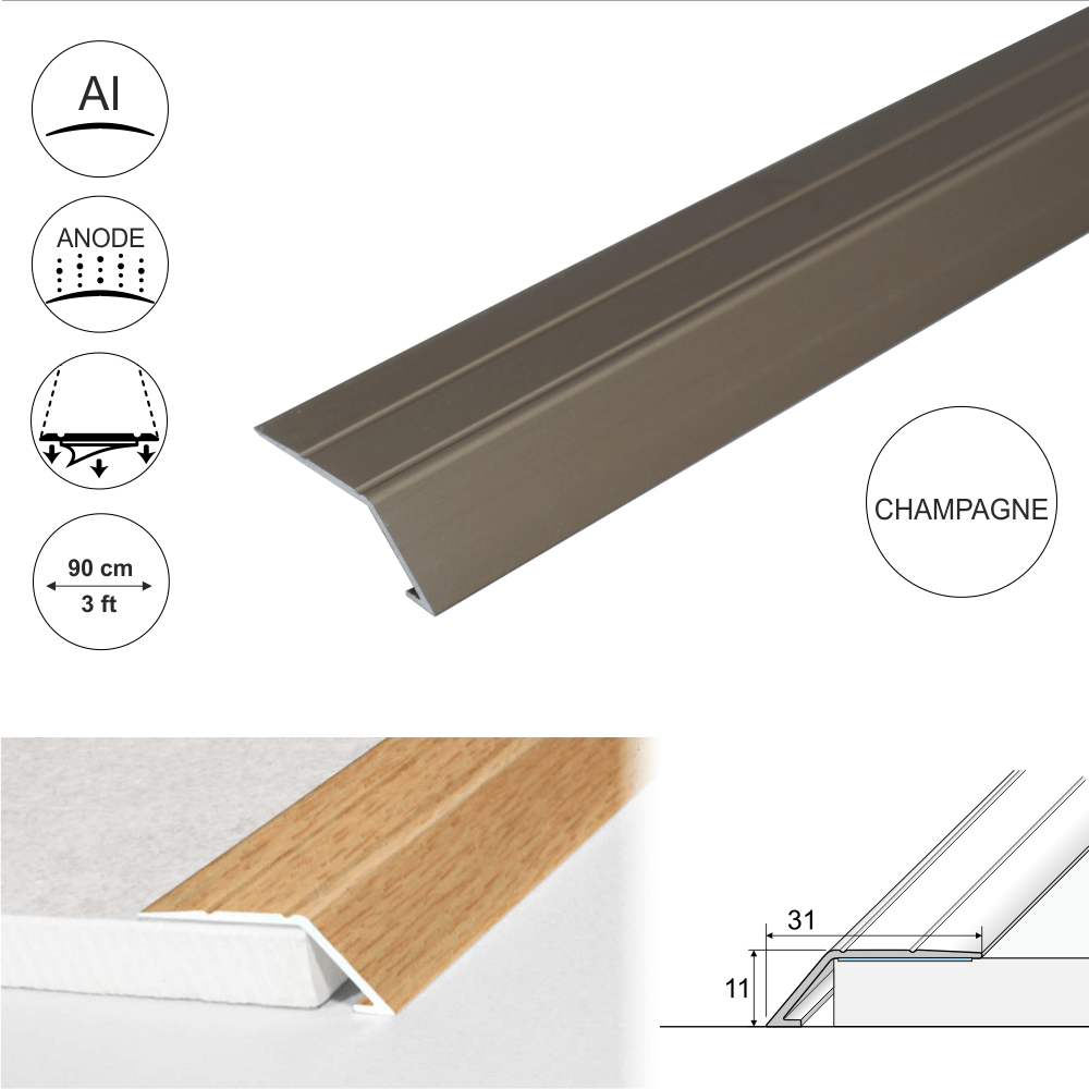 Anodised Aluminium Self Adhesive Door Threshold Ramp Profile