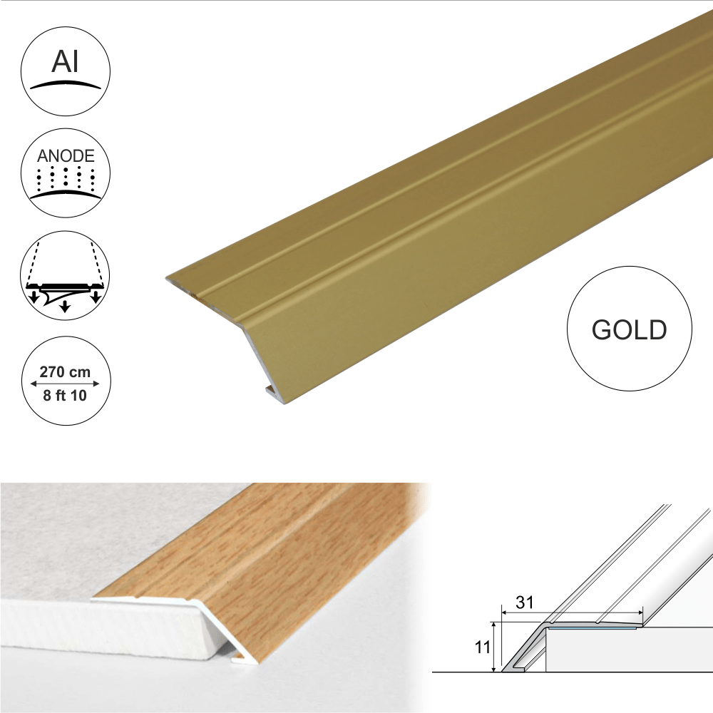 Anodised Aluminium Self Adhesive Door Threshold Ramp Profile